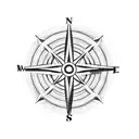 A minimalist design of the One Piece logo incorporated into a compass, symbolizing the client's passion for both sailing and the series tattoo design idea
