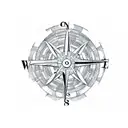 A minimalist design of the One Piece logo incorporated into a compass, symbolizing the client's passion for both sailing and the series tattoo design idea