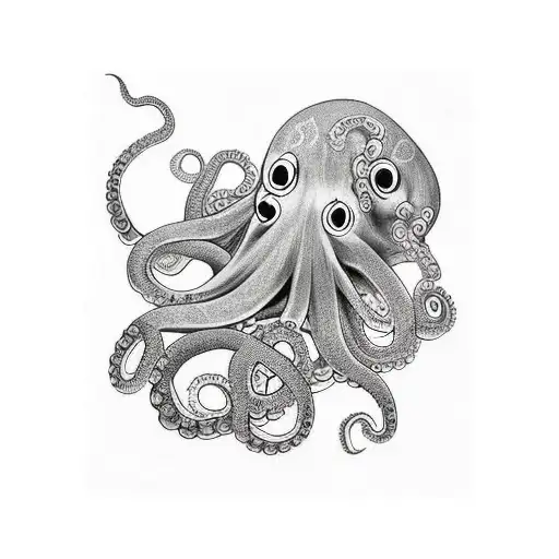 japanese-style Octopus on leg, wrapped around leg tattoo design idea