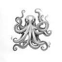 japanese-style Octopus on leg, wrapped around leg tattoo design idea