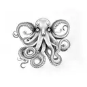 japanese-style Octopus on leg, wrapped around leg tattoo design idea