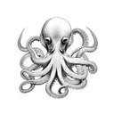japanese-style Octopus on leg, wrapped around leg tattoo design idea