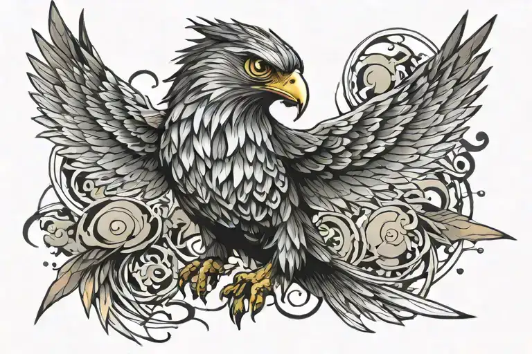 Hawk eyes fused tattoo design idea