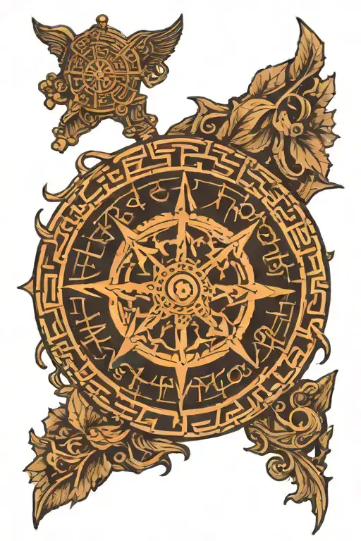 vegvisir viking compass with long bottom part tattoo design idea