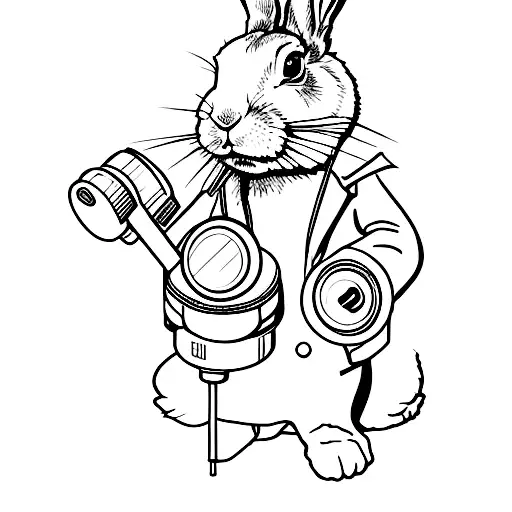 rabbit looking at a microscope  tattoo design idea