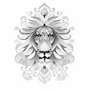 peacock plus lion tattoo design idea