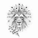 peacock plus lion tattoo design idea