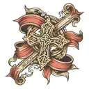 cross ribbon hidden tattoo design idea