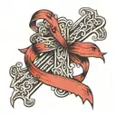 cross ribbon hidden tattoo design idea