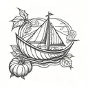 sailor jerry style tattoo featuring pumpkin shaped sailboat  tattoo design idea