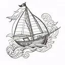 sailor jerry style tattoo featuring pumpkin shaped sailboat  tattoo design idea