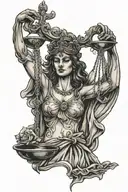 lady justice blindfolded tattoo design idea