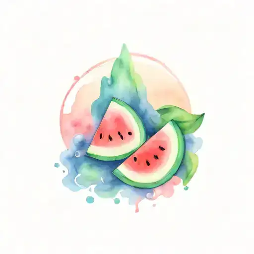 watermelon and Saturn in the tattoo design idea