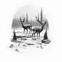 river bed with 2-headed deer tattoo design idea