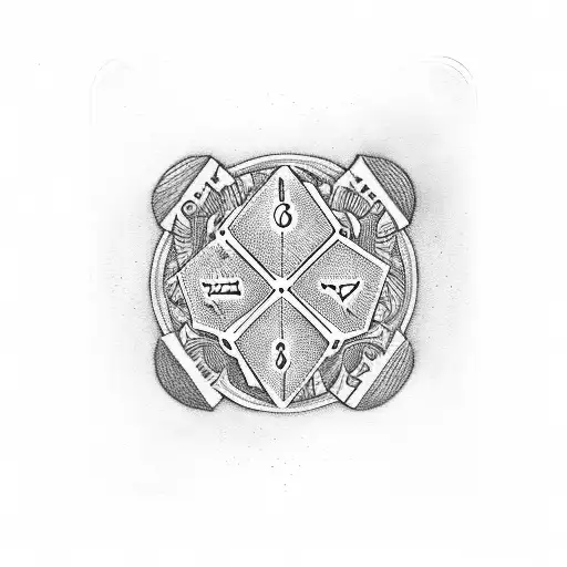 playing cards with dice rolling tattoo design idea