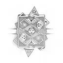 playing cards with dice rolling tattoo design idea