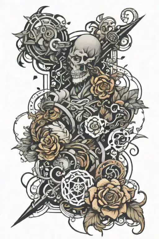 (masterpiece), best quality, Blockchain themed sleeve tatoo tattoo design idea