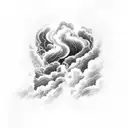 thunder and lightning with Greek clouds tattoo design idea
