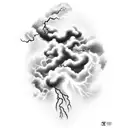 thunder and lightning with Greek clouds tattoo design idea