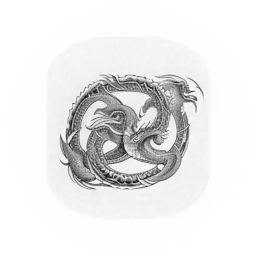 Back tattoo: Imagine a double-styled ouroboros dragon, s tattoo design idea