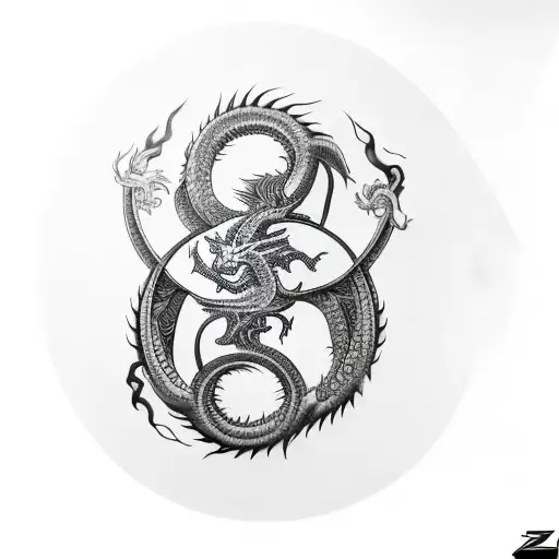 Back tattoo: Imagine a double-styled ouroboros dragon, s tattoo design idea