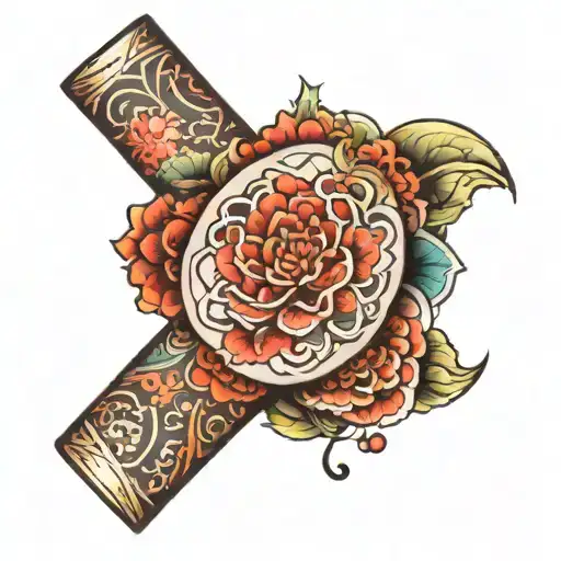 bandages around the arm with Japanese patterns tattoo design idea