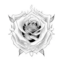 rose in flames tattoo design idea