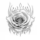 rose in flames tattoo design idea