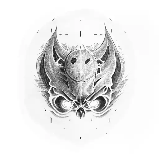 Whole demon body shadow no face tattoo design idea