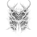 Whole demon body shadow no face tattoo design idea
