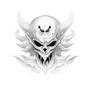 Whole demon body shadow no face tattoo design idea