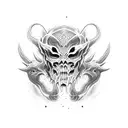 Whole demon body shadow no face tattoo design idea