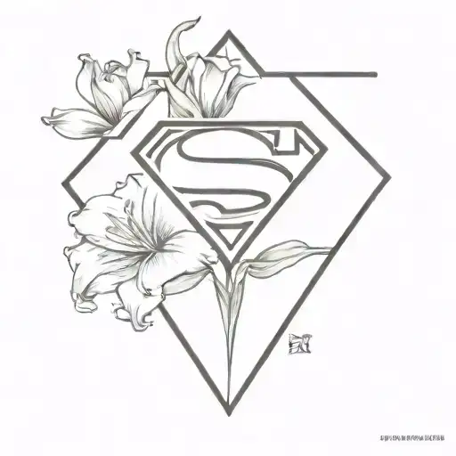 Superman logo with lily flowers tattoo design idea