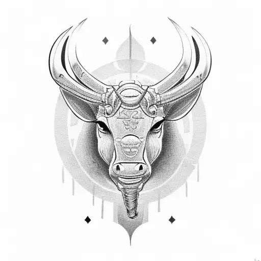 sad minotaur, whole body, girly, maze tattoo design idea