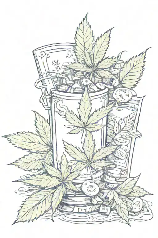 weed and money tattoo design idea