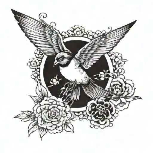 Japanese swallow bird flying tattoo design idea