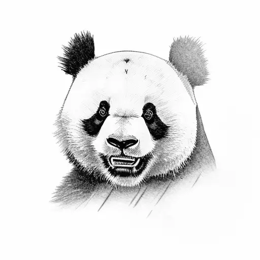A giant panda eating bamboo in the bamboo forest tattoo design idea