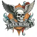 fear none  trust god in a masculine font tattoo design idea