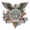 fear none  trust god in a masculine font tattoo design idea