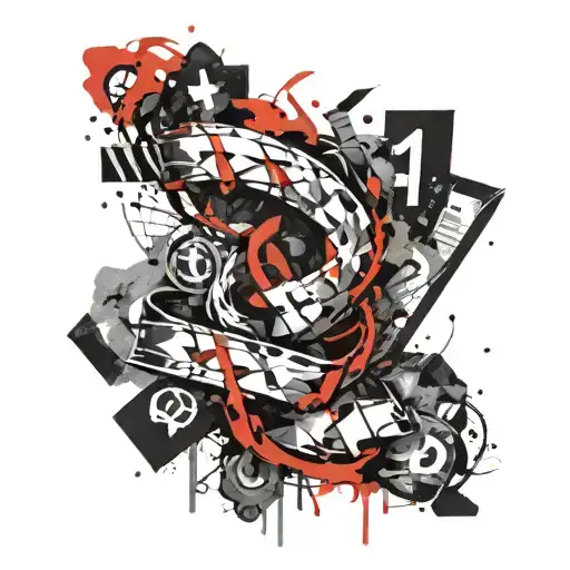 Hashtag 1 intertwined within symbol question mark ? tattoo design idea