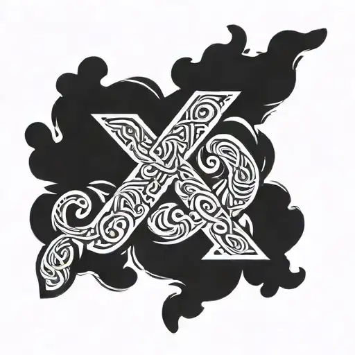 Hashtag 1 intertwined within symbol question mark ? tattoo design idea