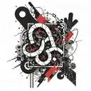 Hashtag 1 intertwined within symbol question mark ? tattoo design idea