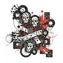 Hashtag 1 intertwined within symbol question mark ? tattoo design idea