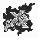 Hashtag 1 intertwined within symbol question mark ? tattoo design idea