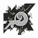 Hashtag 1 intertwined within symbol question mark ? tattoo design idea