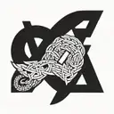 Hashtag 1 intertwined within symbol question mark ? tattoo design idea