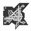 Hashtag 1 intertwined within symbol question mark ? tattoo design idea