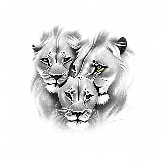 father and son lions tattoo design idea