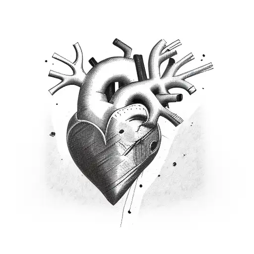 heart break bandaged with money and dropping blood tattoo design idea