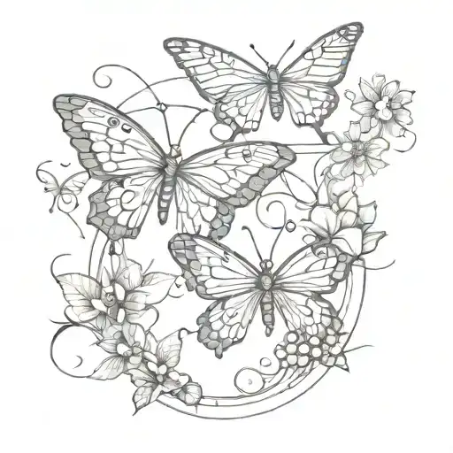 butterfly and dragon fly away tattoo design idea